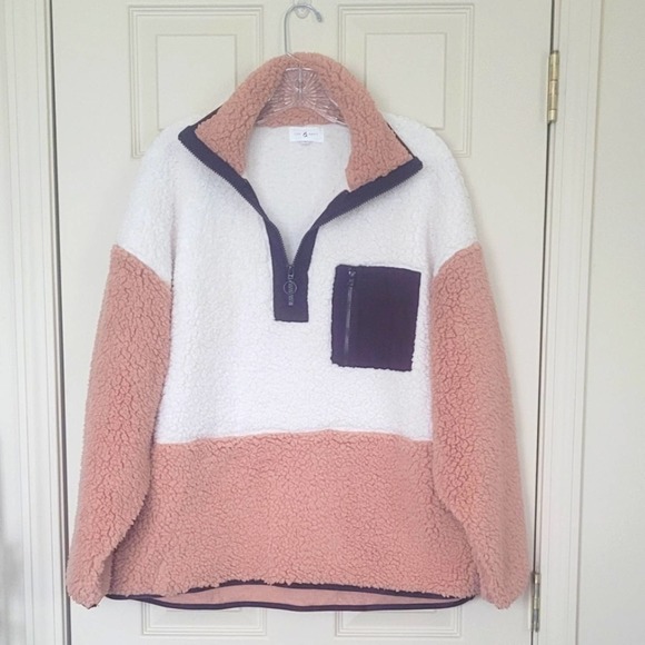 Lou & Grey Colorblock Cozy Up Sherpa Zip Jacket Size Large - Picture 3 of 10